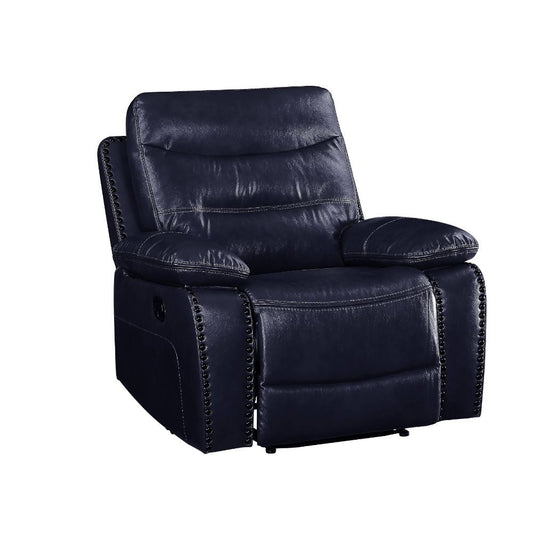Aashi - Motion Recliner - Navy Leather-Gel Match