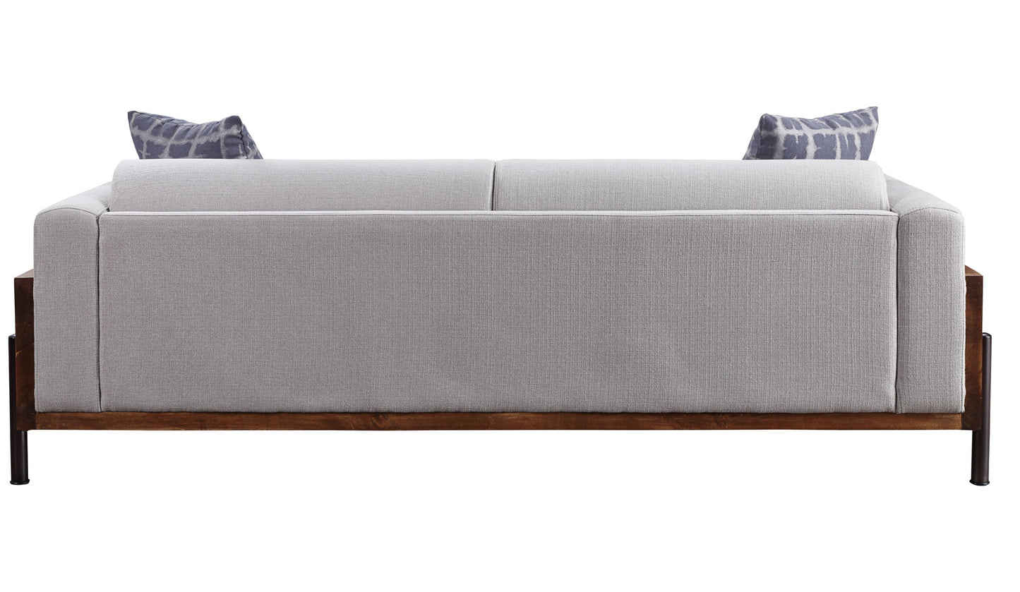 Pelton - Sofa With 2 Pillows - Fabric & Walnut