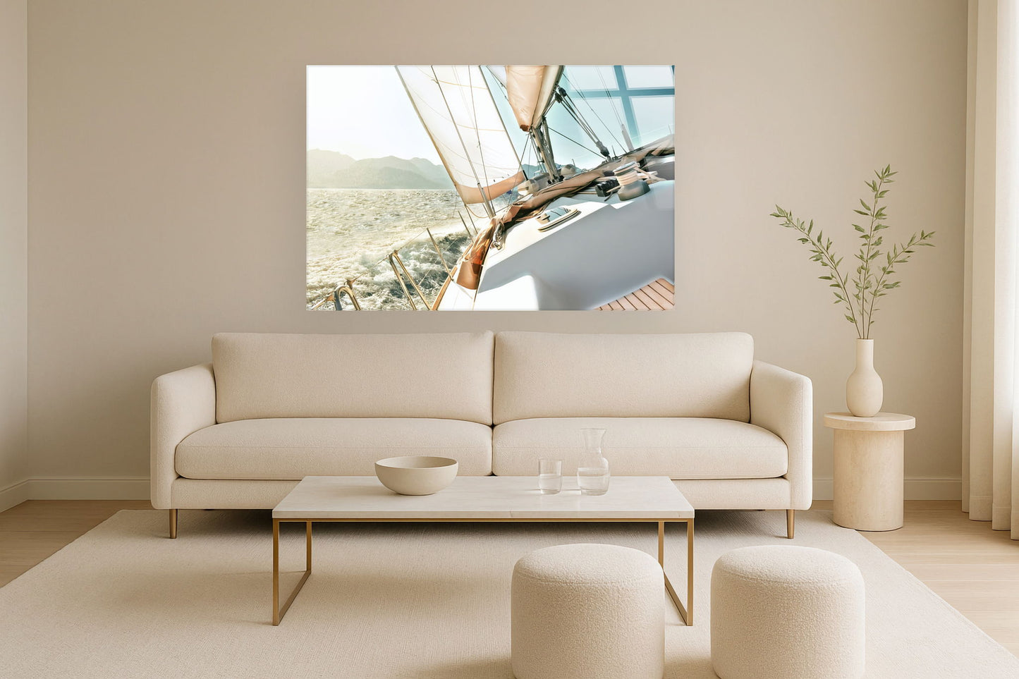 "Sailing Serenity" Tempered Glass - Light Blue