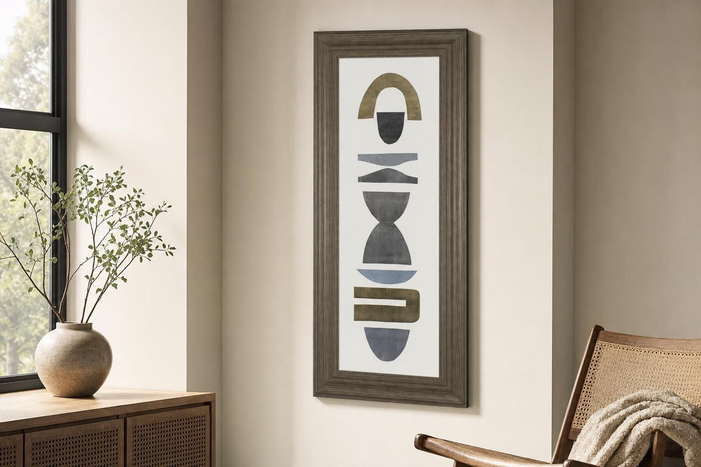 18x42 Neutral Totems VI By Rob Delamater - Dark Gray