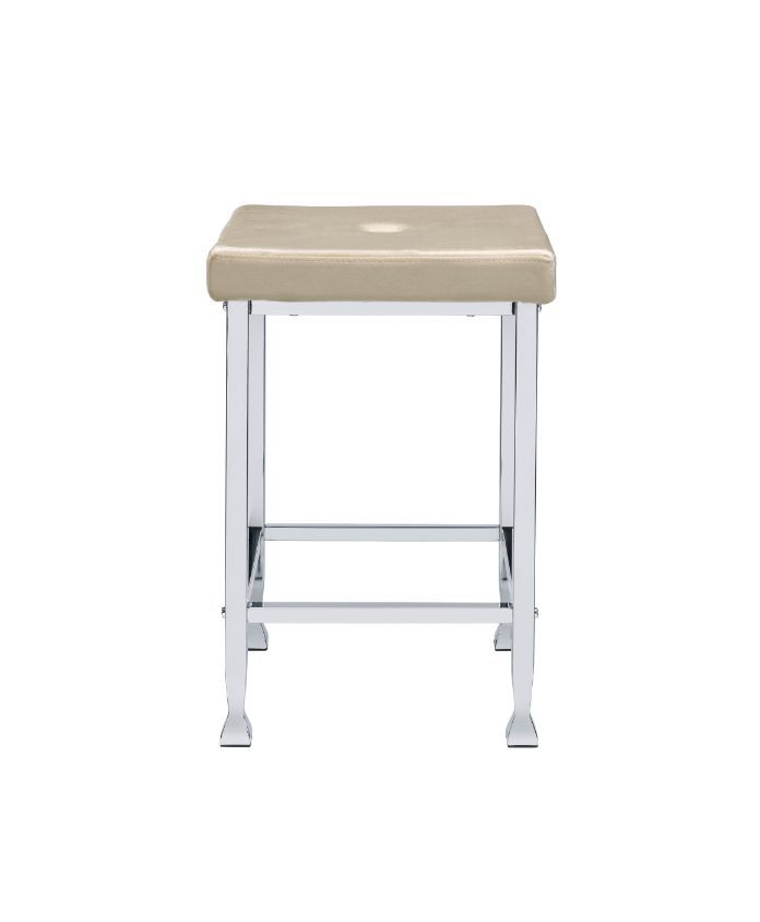 Raine - Counter Height Stool Set of 2) - Beige Velvet & Chrome