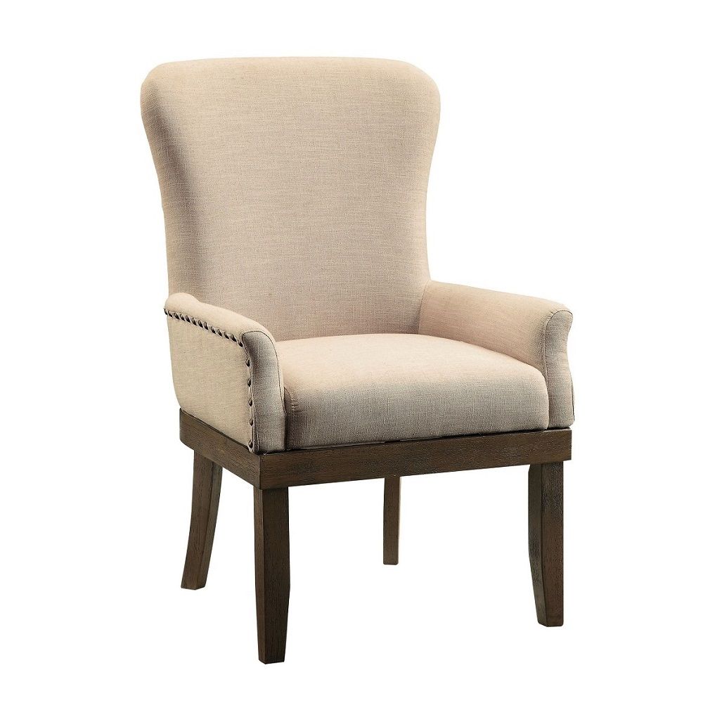 Landon - Arm Chair - Beige Linen & Salvage Brown
