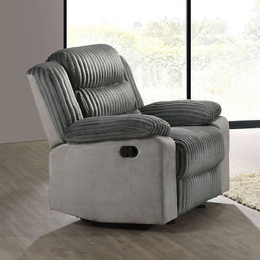 Lesley - Motion Glider Recliner - Gray Corduroy & Velvet