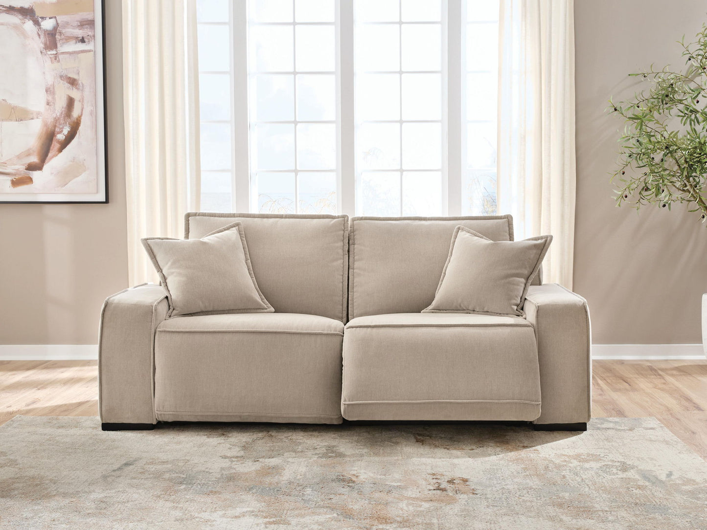 Carceri - 2-Piece Power Reclining Sectional Loveseat - Cashmere