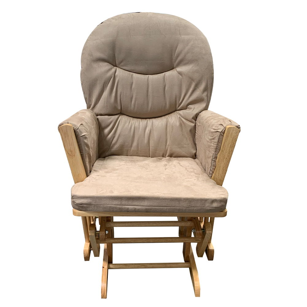 Rehan - Glider Chair & Ottoman - Taupe Microfiber & Natural Oak