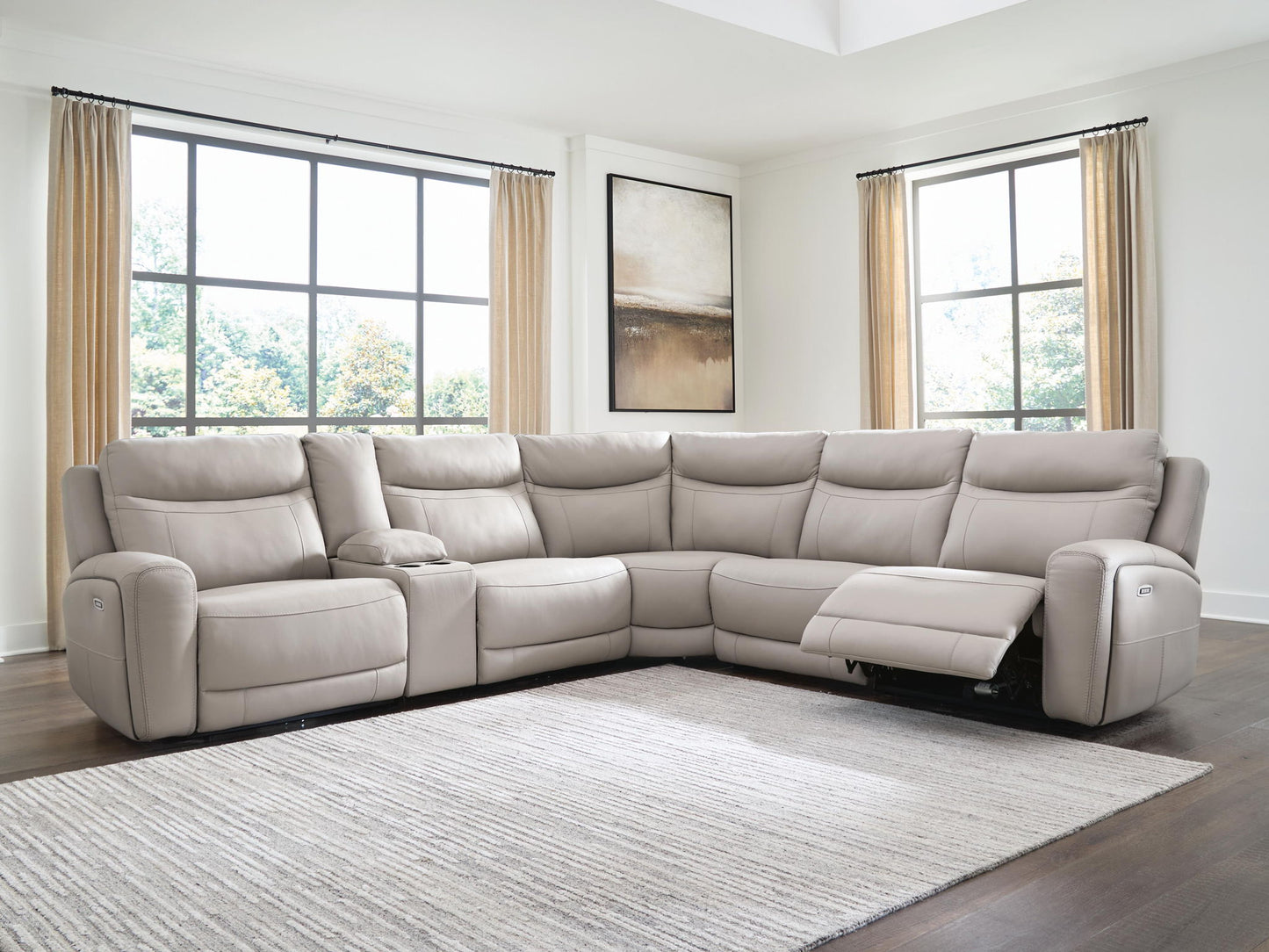 Gravier - 6-Piece Power Reclining Sectional With Storage Console - Gray