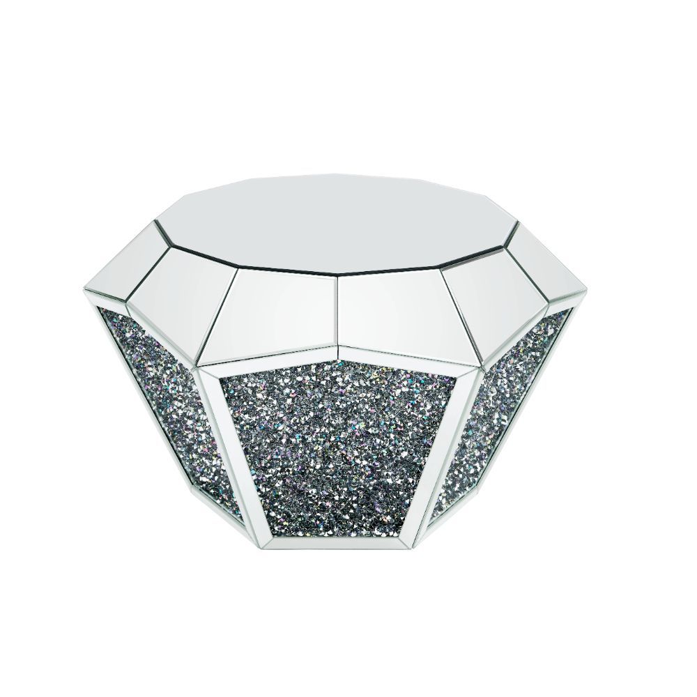 Noralie - 18" Coffee Table - Mirrored & Faux Diamonds