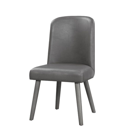 Waylon - Side Chair Set of 2) - Gray Synthetic Leather & Gray Oak