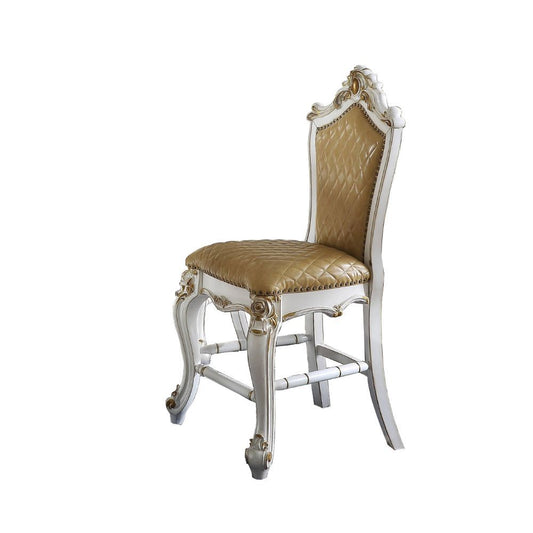 Picardy - Counter Height Chair (Set of 2) - Butterscotch Synthetic Leather & Antique Pearl