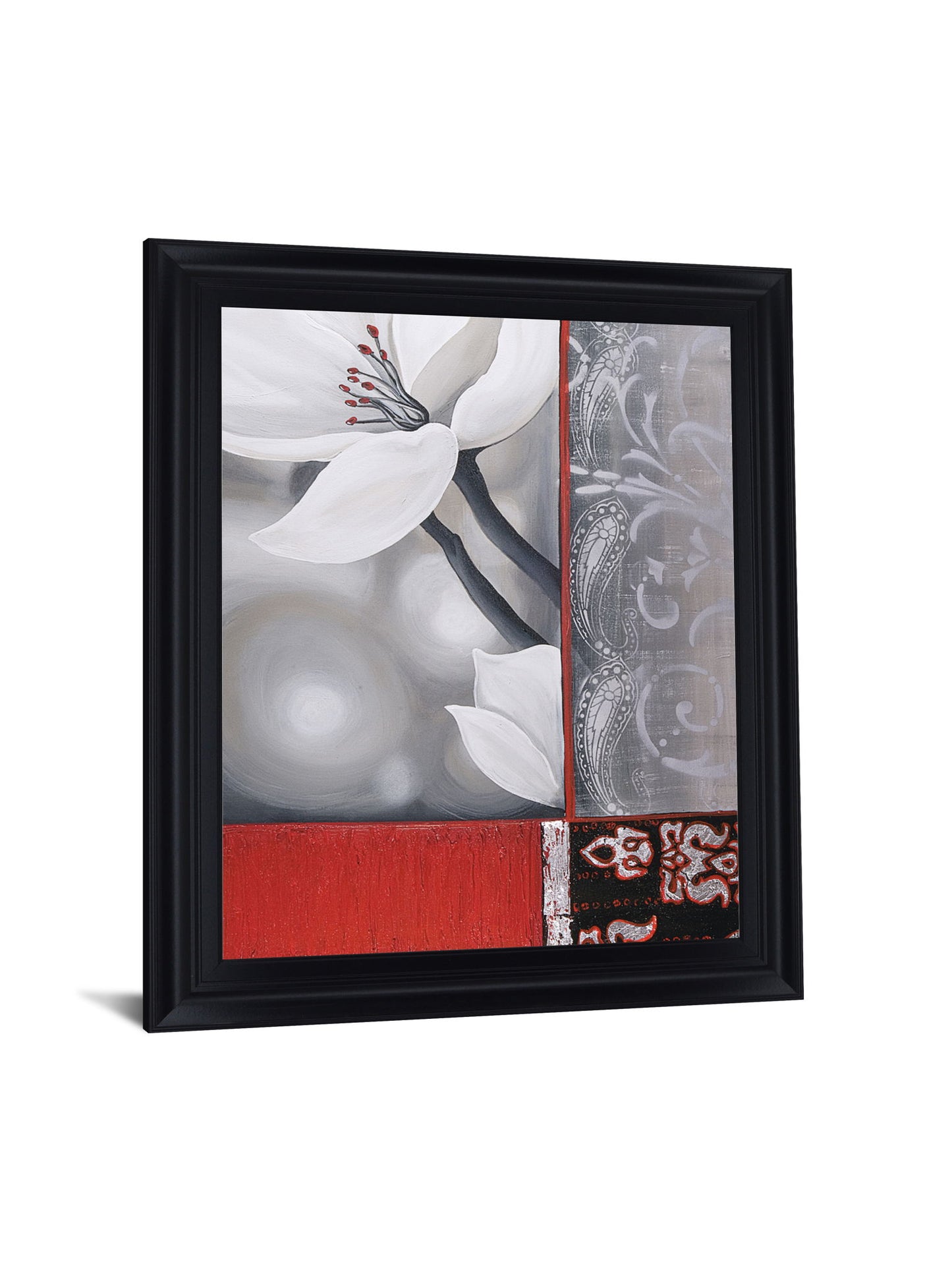 Crimson Petal Fusion - 28" x 34" Framed Wall Art - Dark Gray