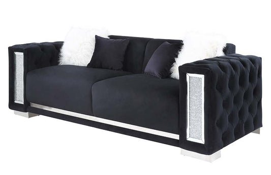 Trislar - Sofa With 4 Pillows Same 52525) - Black Velvet