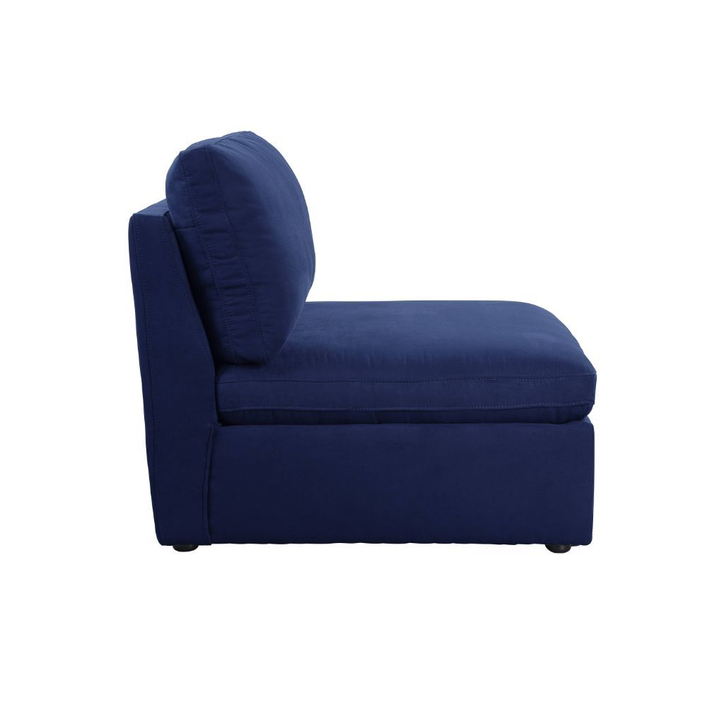 Crosby - Modular Armless Chair - Blue Fabric