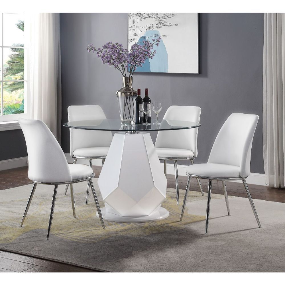 Weizor - Side Chair Set of 2) - White Synthetic Leather & Chrome