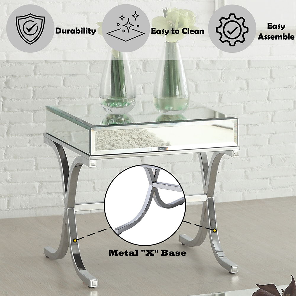 Yuri - End Table - Mirrored & Chrome
