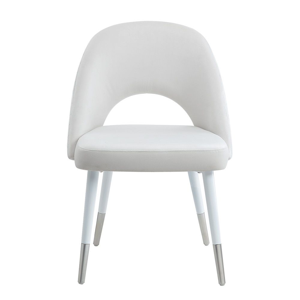 Zemirah - Side Chair Set of 2) - White Velvet & White Gloss