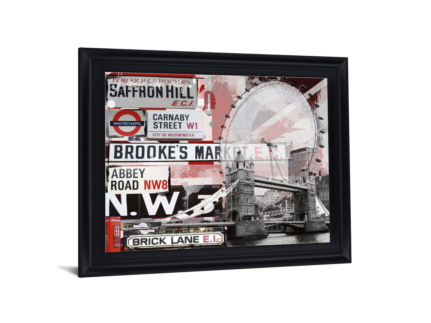 London Fusion - 28" x 34" Framed Wall Art - Dark Gray