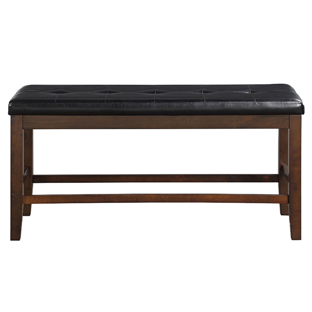 Urbana - Counter Height Bench - Black Synthetic Leather & Espresso