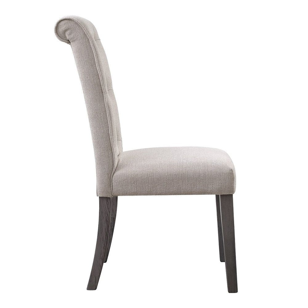 Yabeina - Side Chair Set of 2) - Beige Linen & Gray