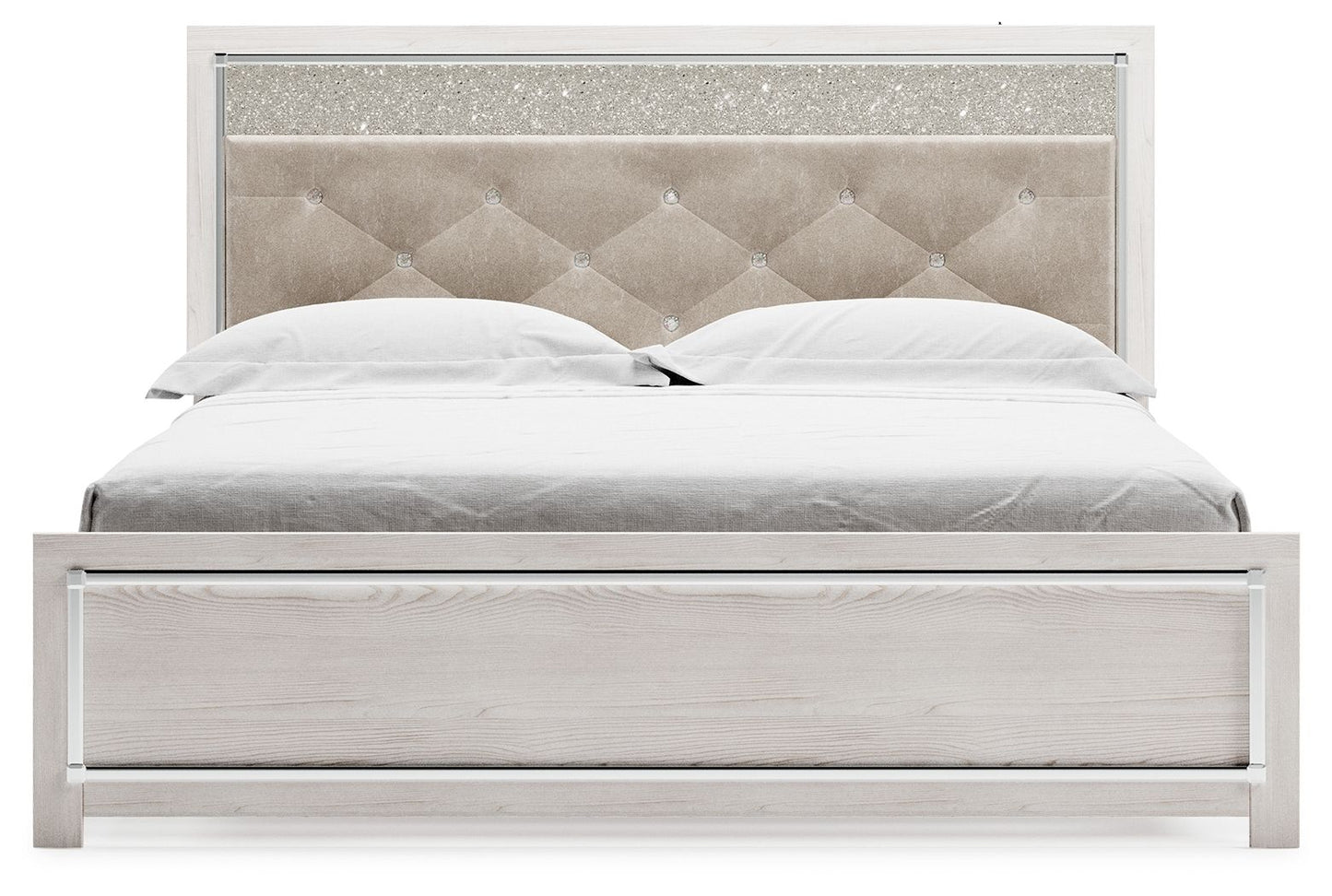 Altyra - King Panel Bed With Upholstered Headboard - White