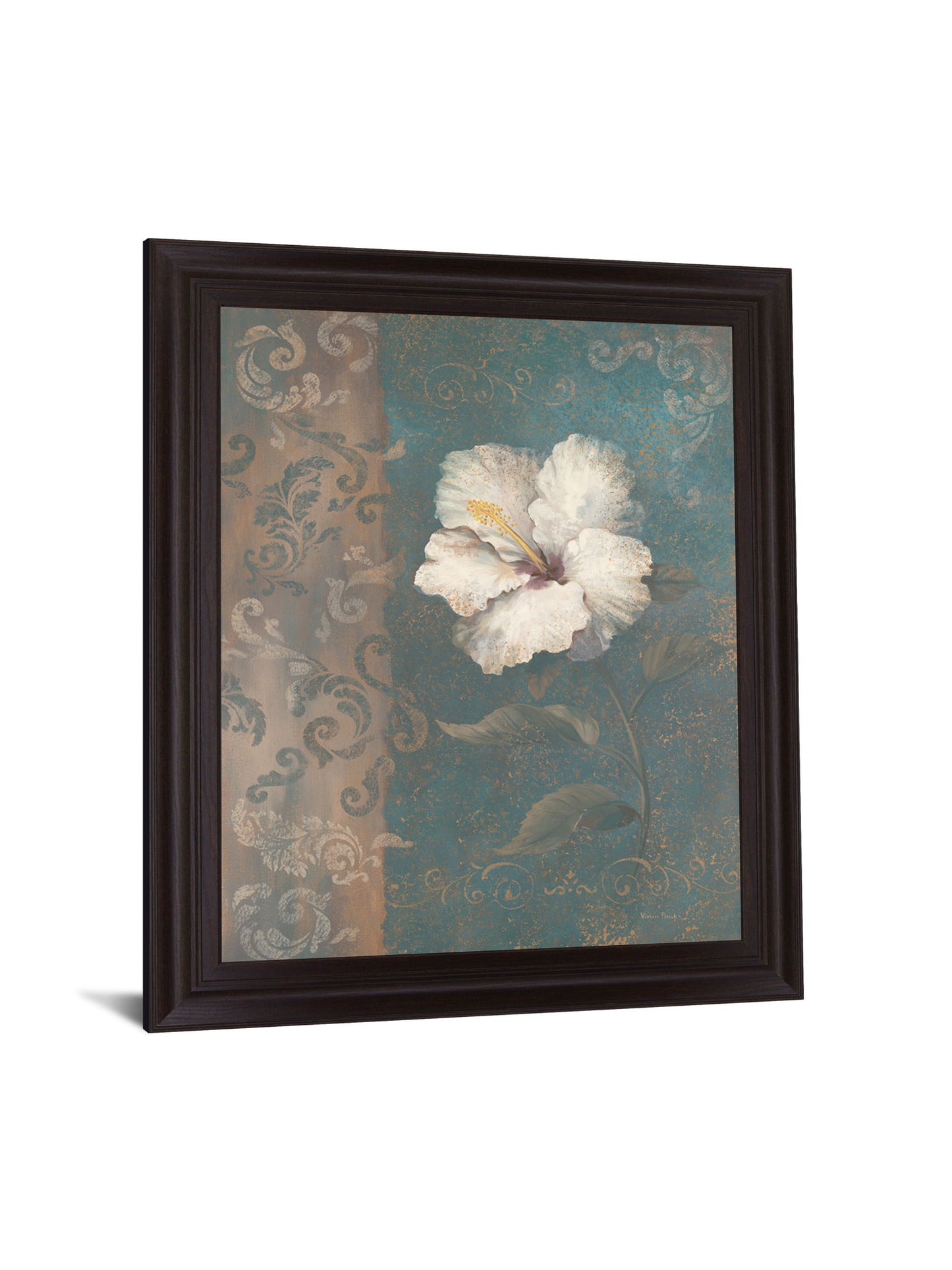 Gilded Petals - 28" x 34" Framed Wall Art - Blue