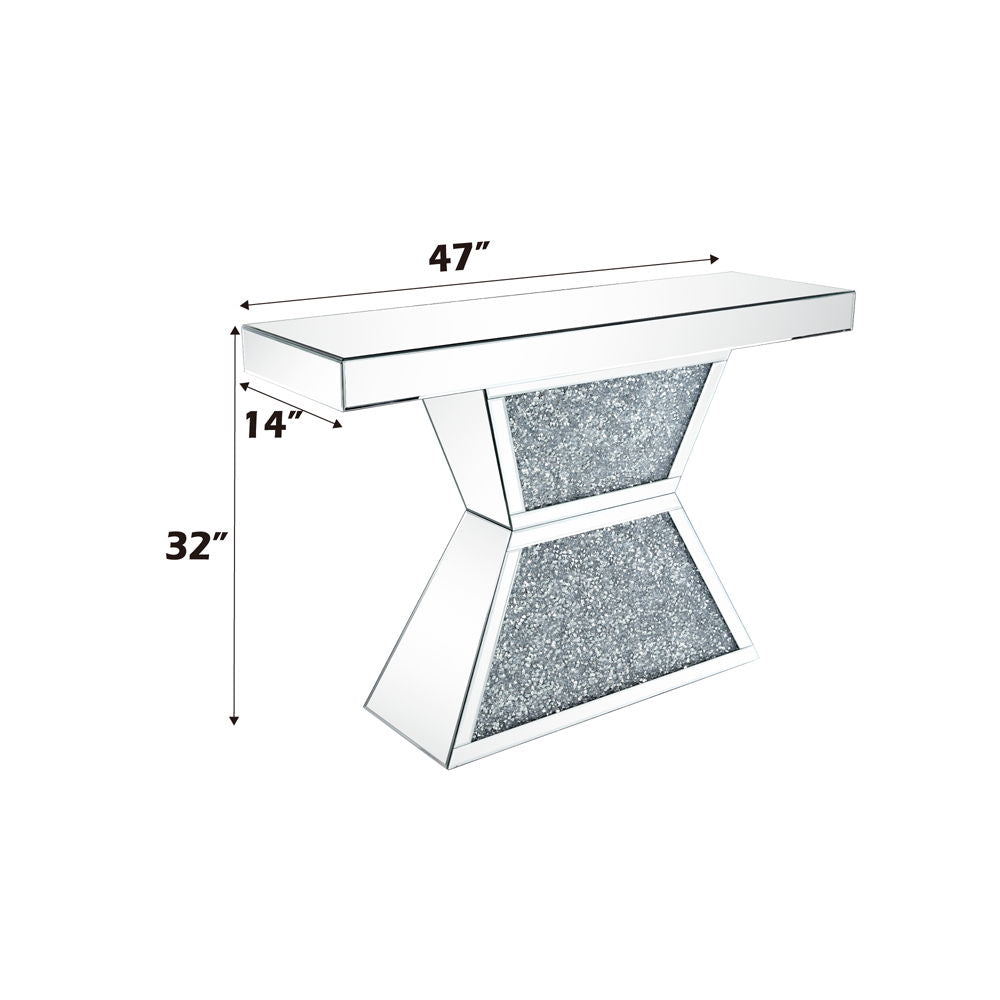 Noralie - 47" Console Table - Mirrored & Faux Diamonds