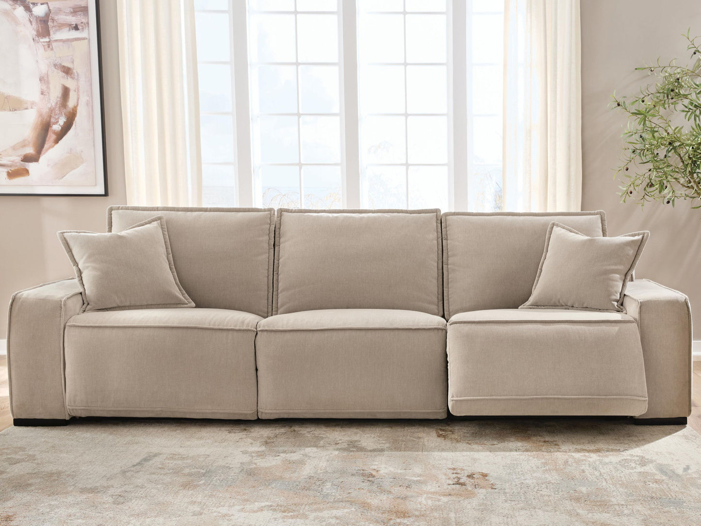 Carceri - 3-Piece Power Sectional Reclining Sofa With Armless Power Recliner - Cashmere