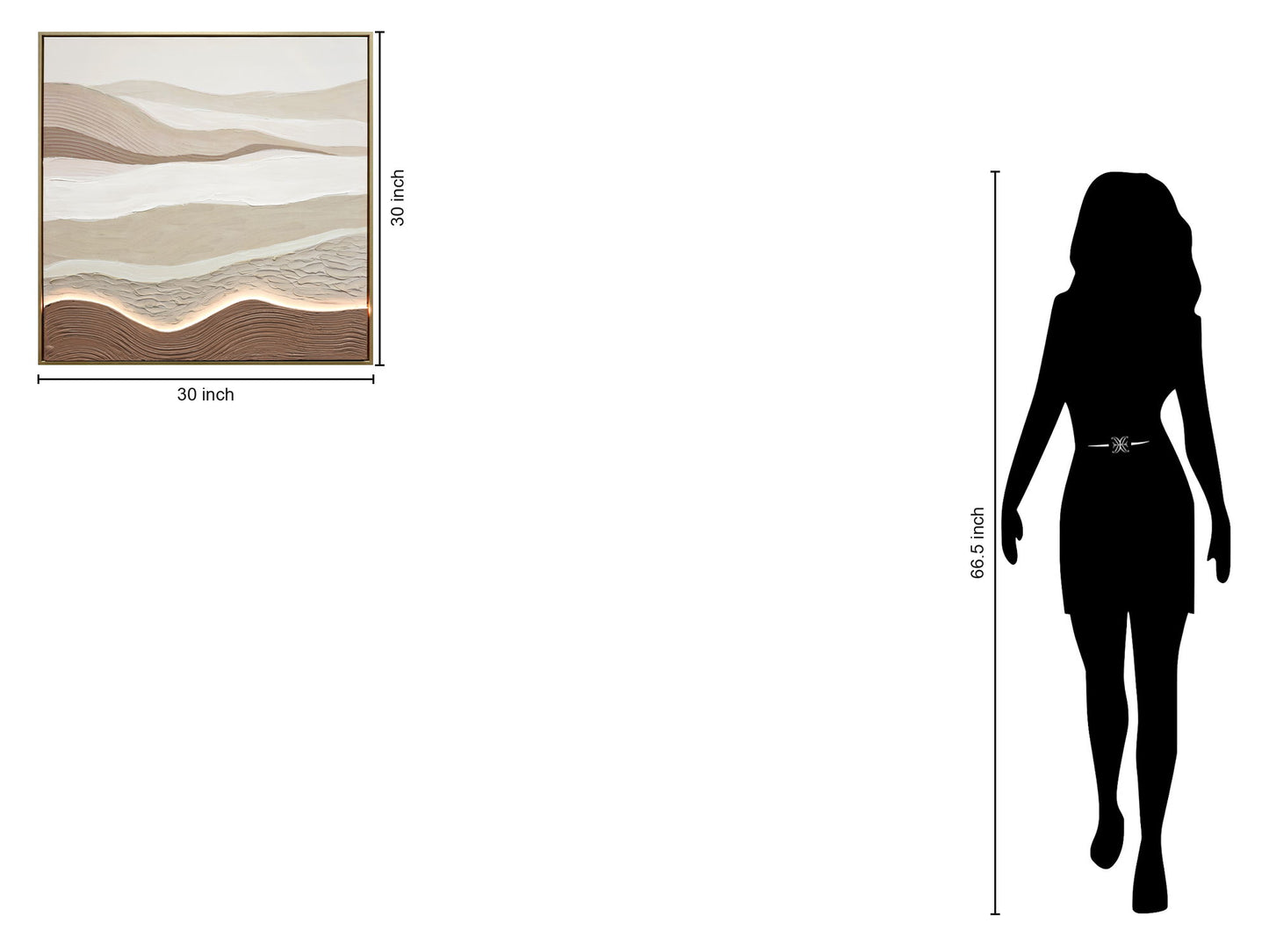 "Desert Glow I" Hand-Embellished LED In Frame - Beige / Cream