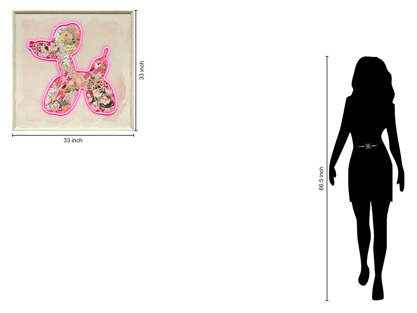 Blossom Glow Silhouette - 33" x 33" Framed Wall Art - Pink