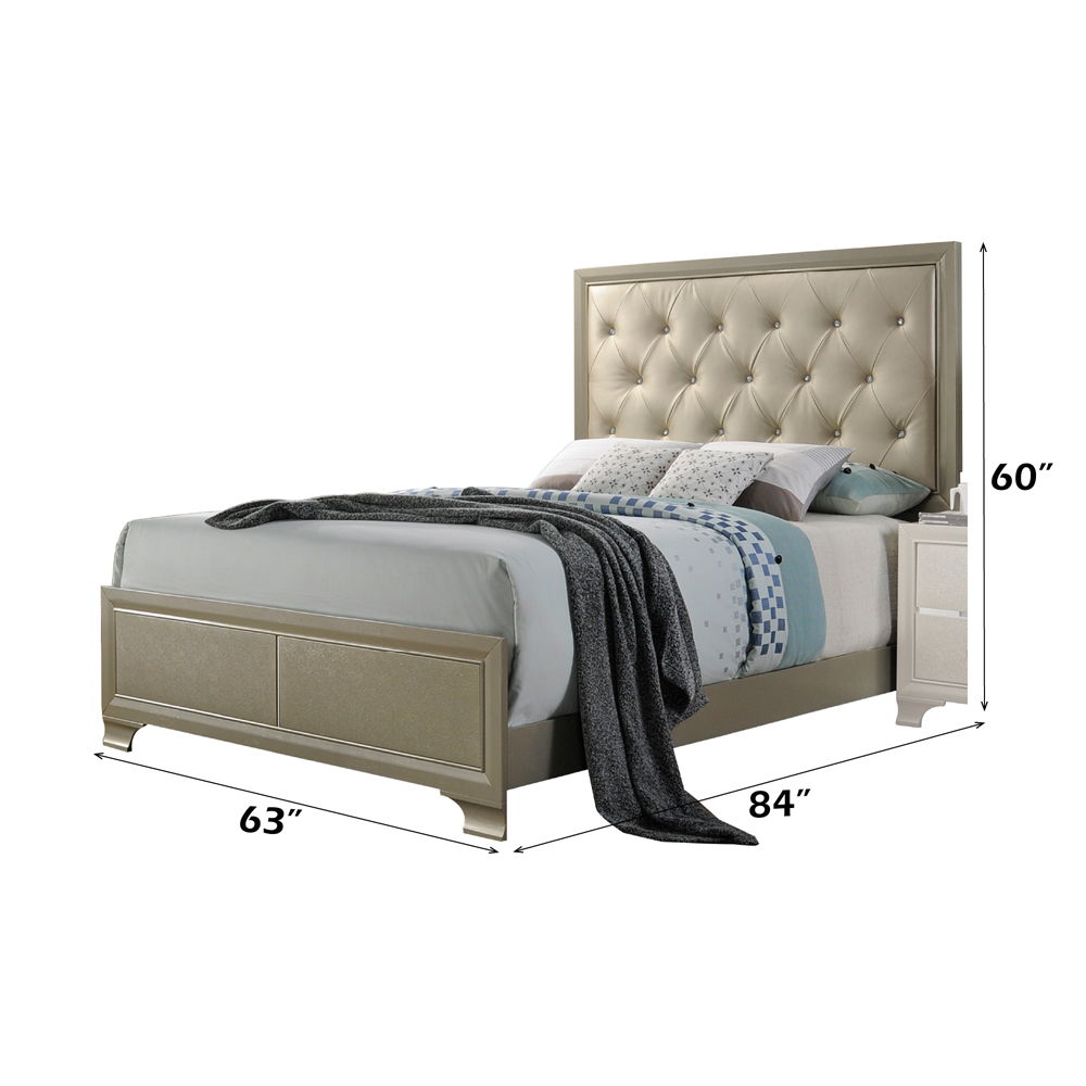 Carine - Queen Bed - Synthetic Leather & Champagne