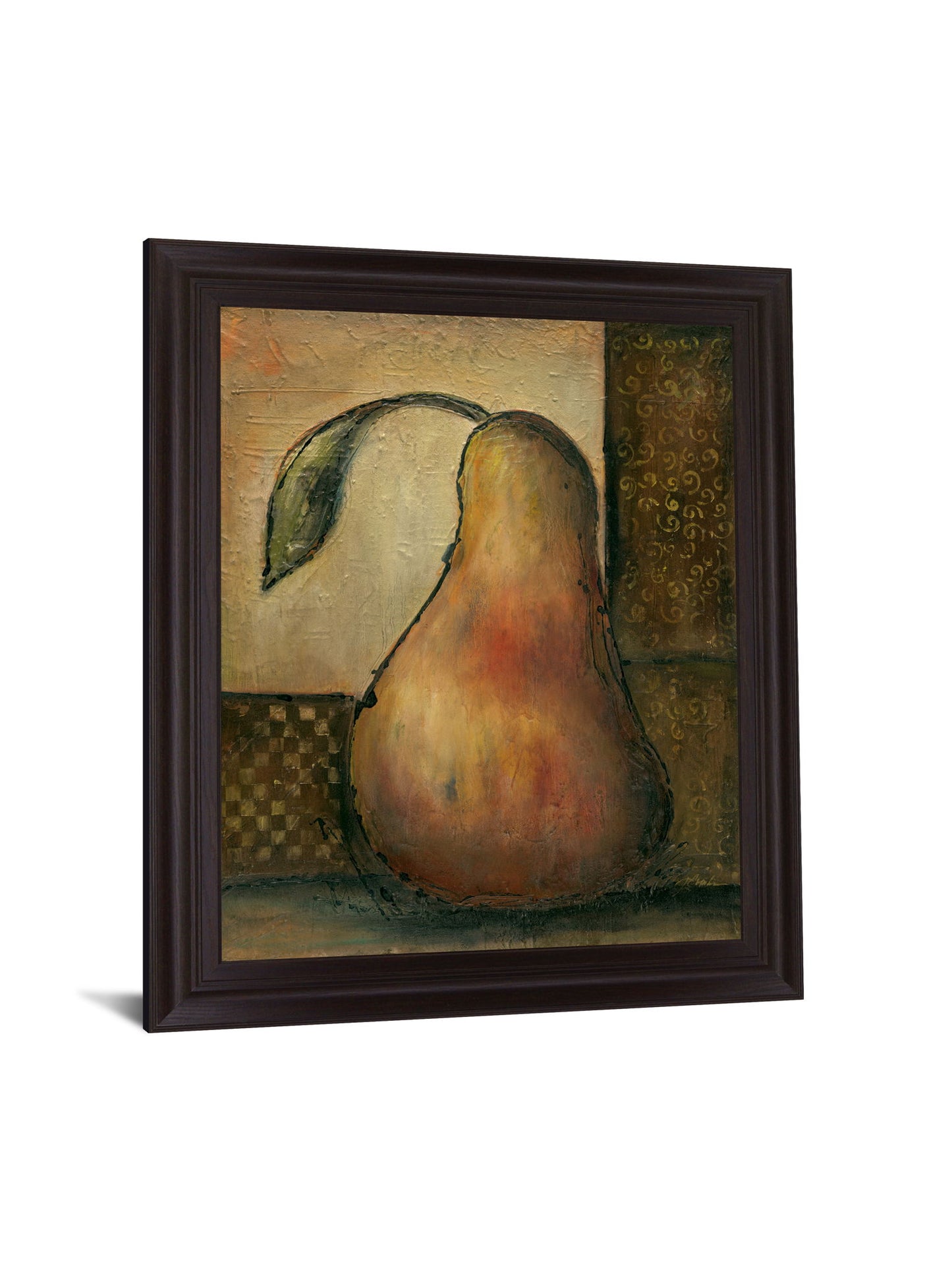 Sunlit Orchard Pear - 28" x 34" Framed Wall Art - Dark Brown