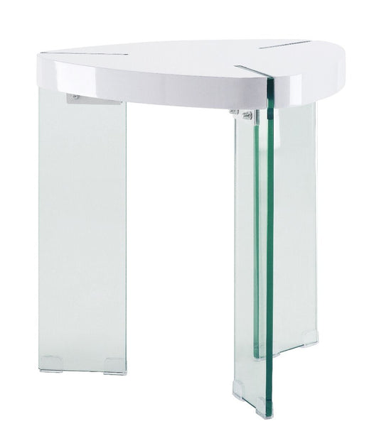 Noland - End Table - Clear Glass & White High Gloss