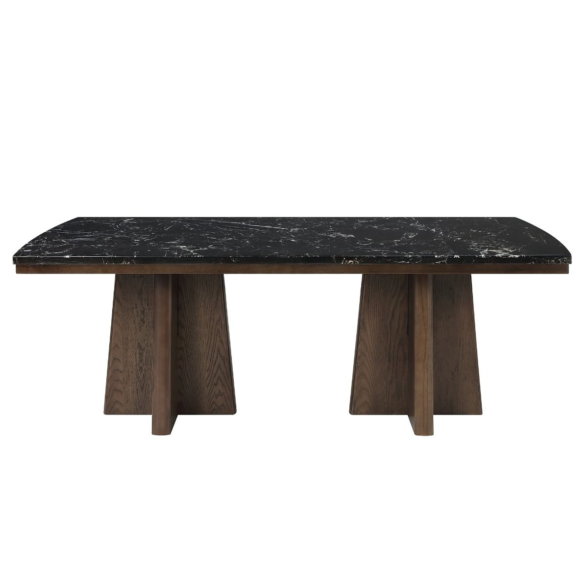 Estella - Dining Table With Marble Top - Black Natural Marble Top & Walnut