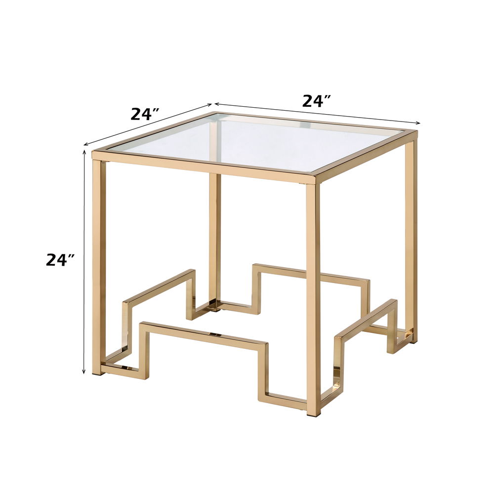 Damien - End Table - Clear Glass & Champagne