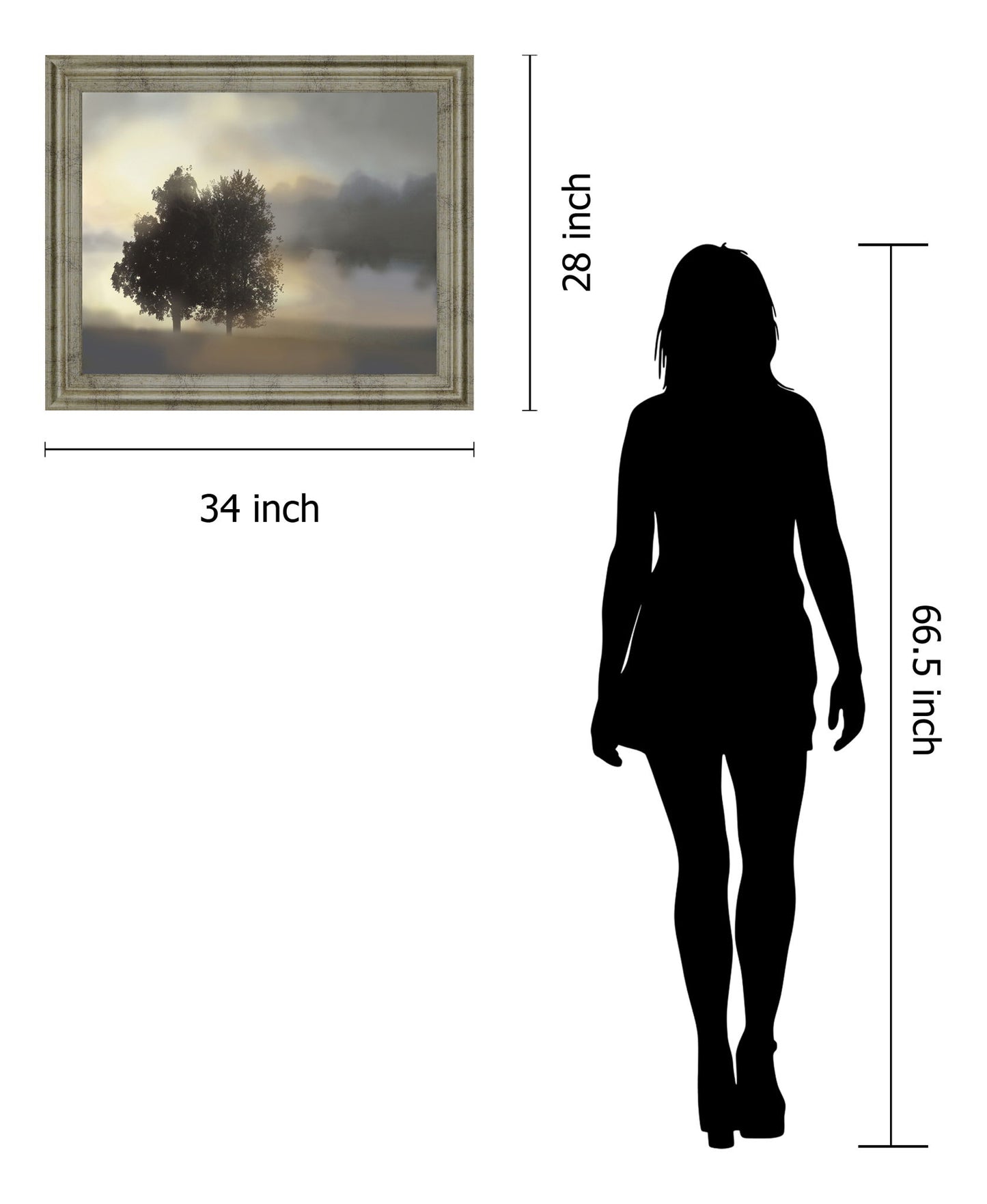 Tranquil Dawn - 28" x 34" Framed Wall Art - Gray
