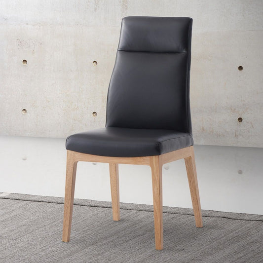 Raquan - Side Chair Set of 2) - Black Leather & Walnut