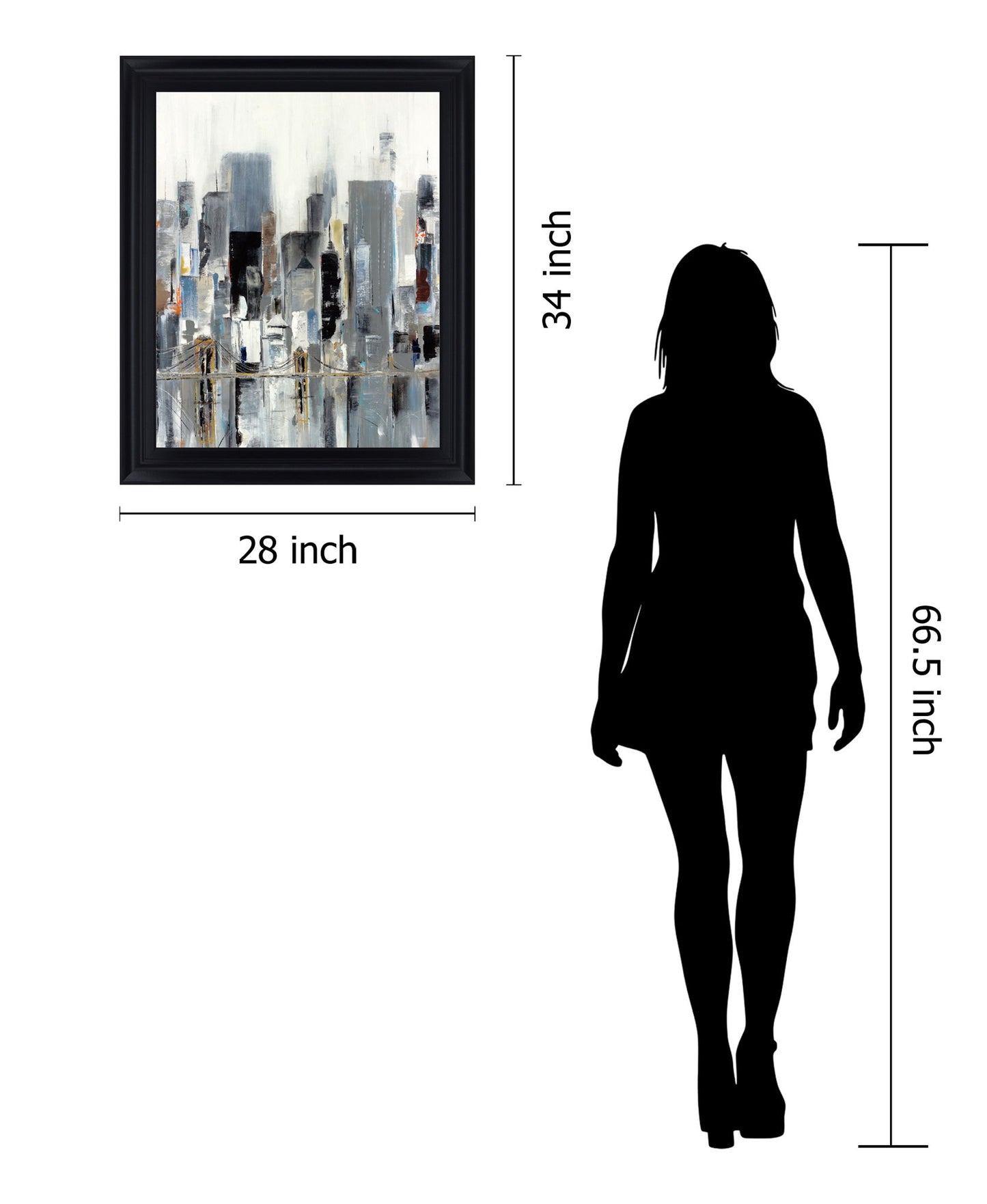 Misty Metropolis - 28" x 34" Framed Wall Art - Gray