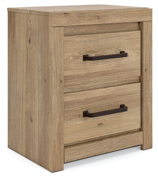 Brozmont - Two Drawer Night Stand - Tan
