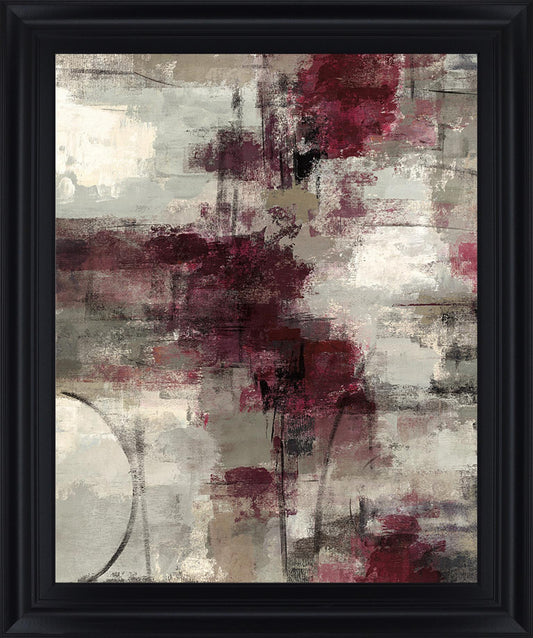 Crimson Veil - 28" x 34" Framed Wall Art - Dark Red