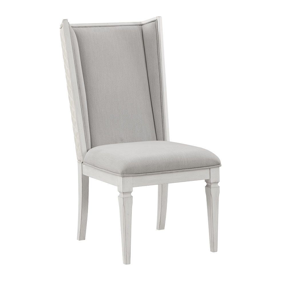 Katia - Hostess Chair Set of 2) - Light Gray Linen & Weathered White