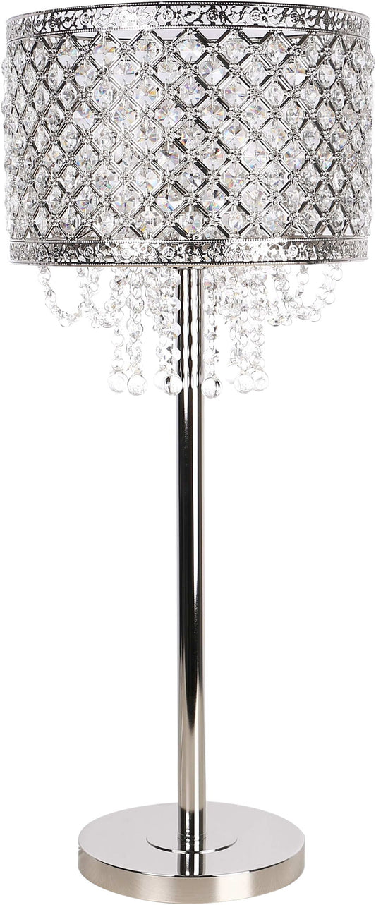 "Crystal Elegance II" Metal Table Lamp (Set of 2) - Polished Nickel / Clear Crystal