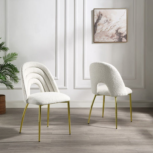 Fadri - Side Chair Set of 2) - Teddy Sherpa & Mirrored Gold