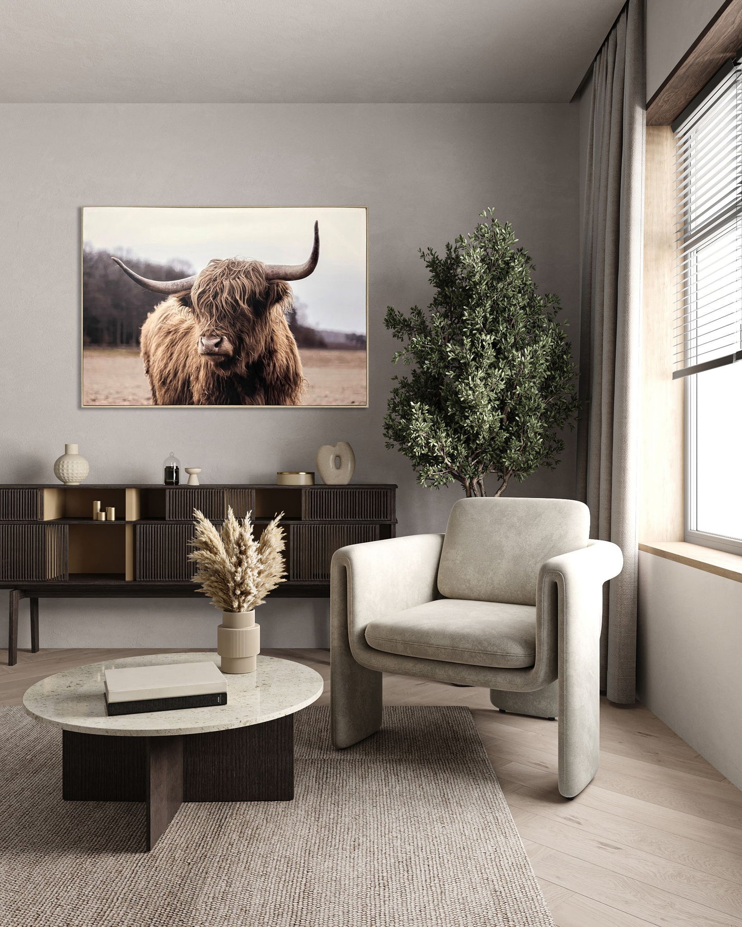 "Majestic Highland" Canvas In Frame - Brown