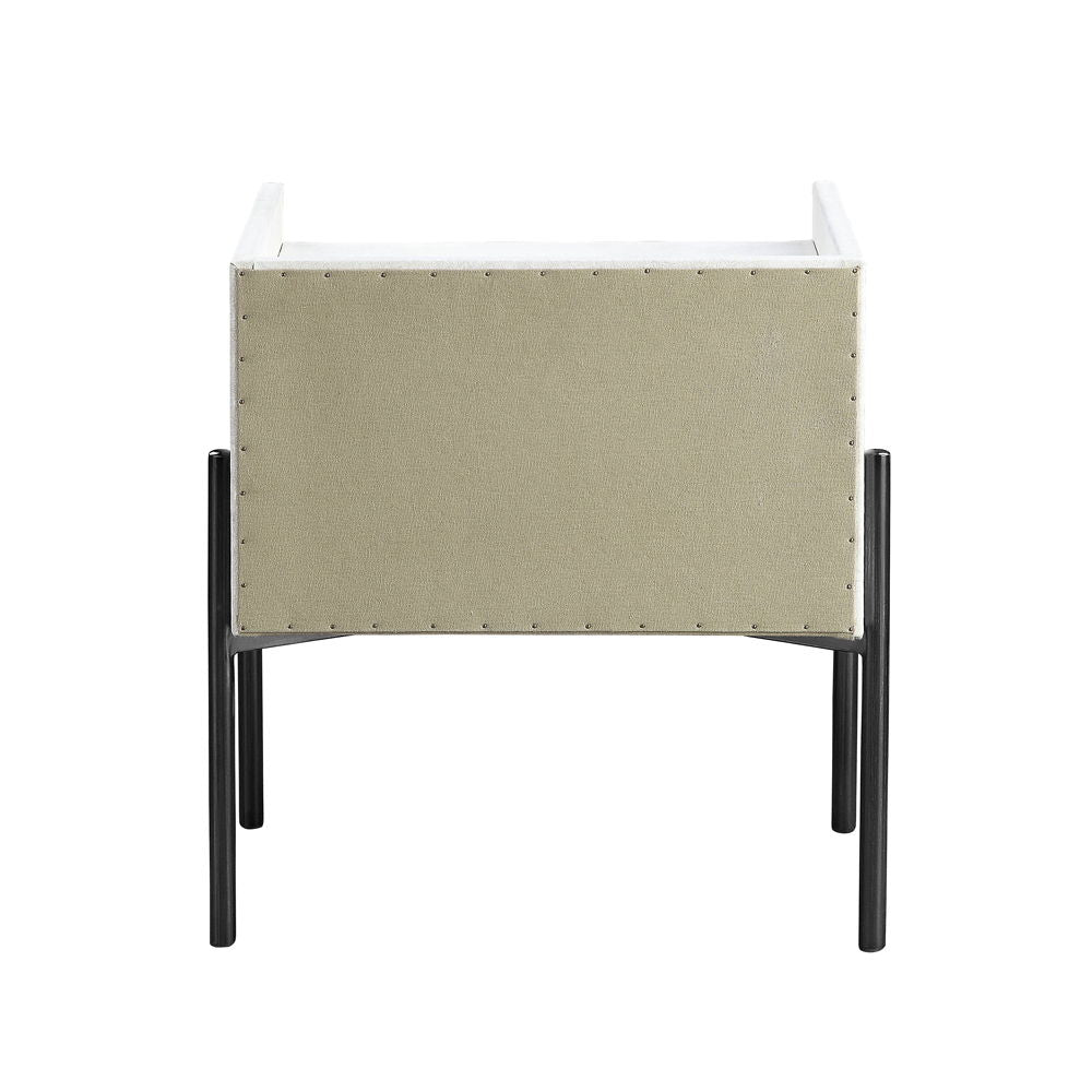 Metis - Nightstand With USB & Electric Lock - Vintage White Top Grain Leather