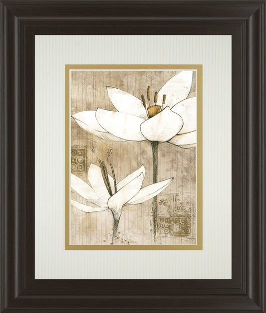 Pencil Floral I By Avery Tillman - Framed Print Wall Art - White