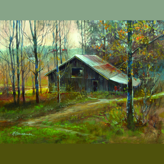 Small - Pinnacle Mountain Barn By Roger Bansemer - Green