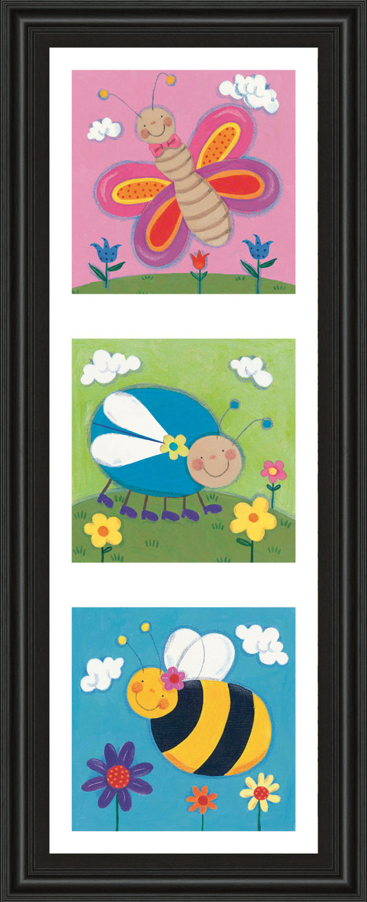 Garden Party Il By Sophie Harding - Framed Print Wall Art - Blue