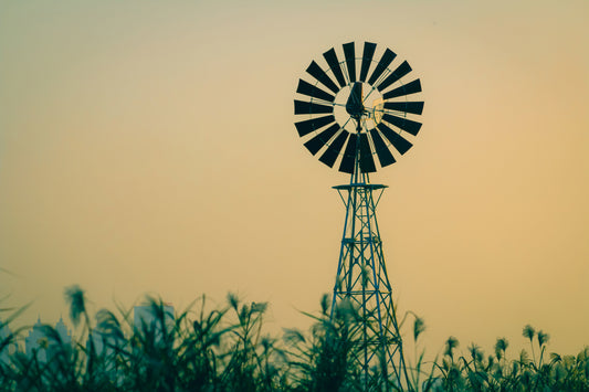 Framed Small - Windmill In Sepia - Light Brown