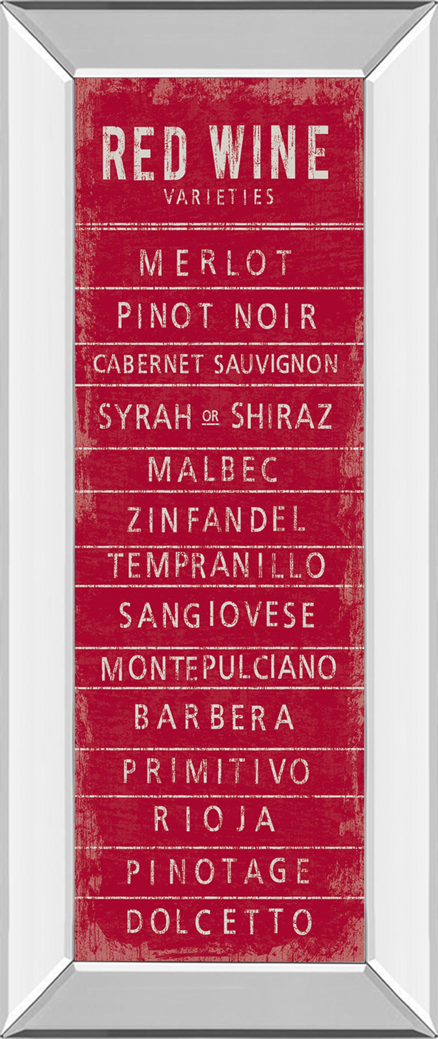 Cocktail Classics By Cabe - Mirrored Frame Wall Art - Red