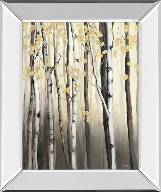 Golden Birch Il By Julia Purinton - Mirror Framed Print Wall Art - Dark Gray