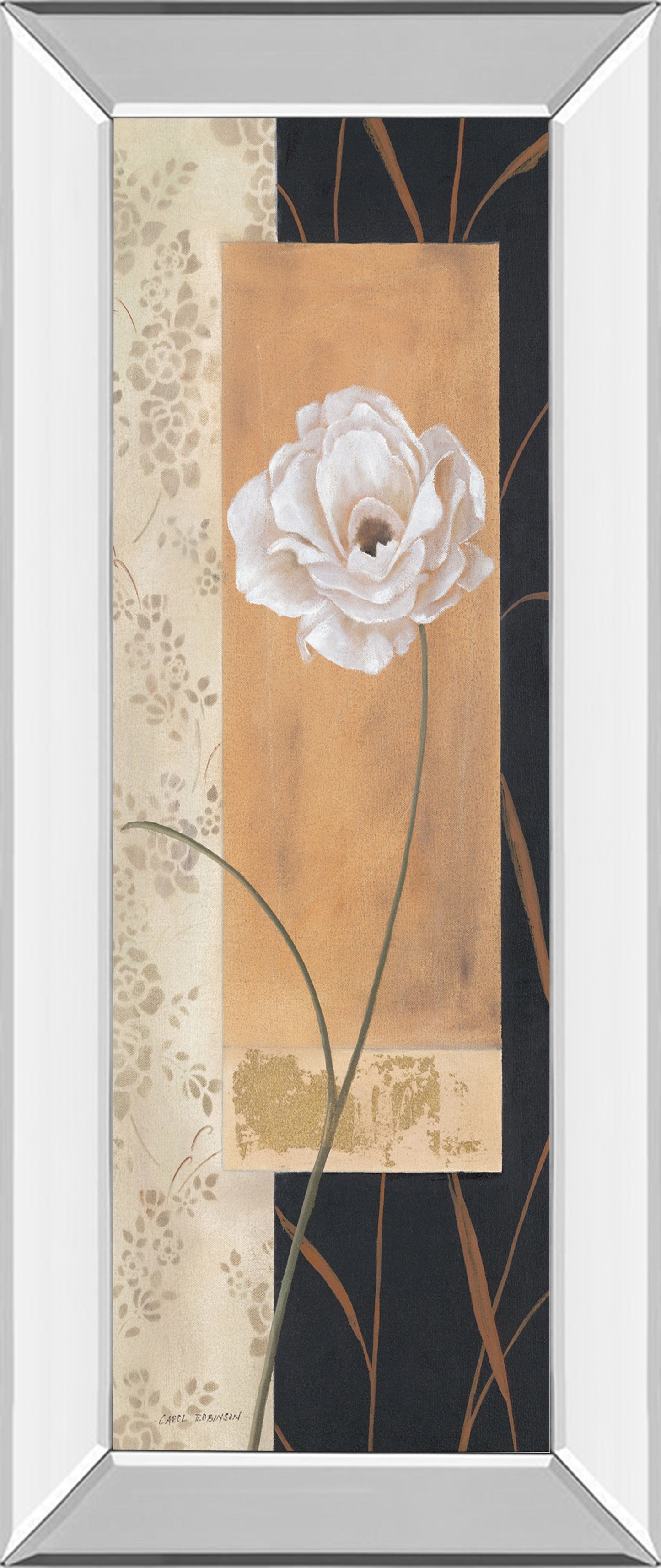 Black & Gold Il By Carol Robinson - Mirror Framed Print Wall Art - White